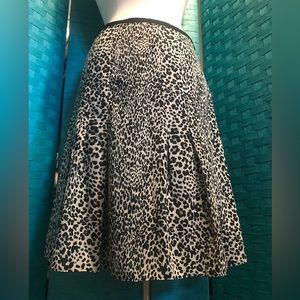 Worthington A Line Pleated Chiffon Skirt Lined Leopard Print
